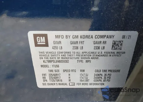 2022 Chevrolet Trailblazer Fwd Lt z USA, uszkodzony, nr VIN KL79MPSL6NB059302